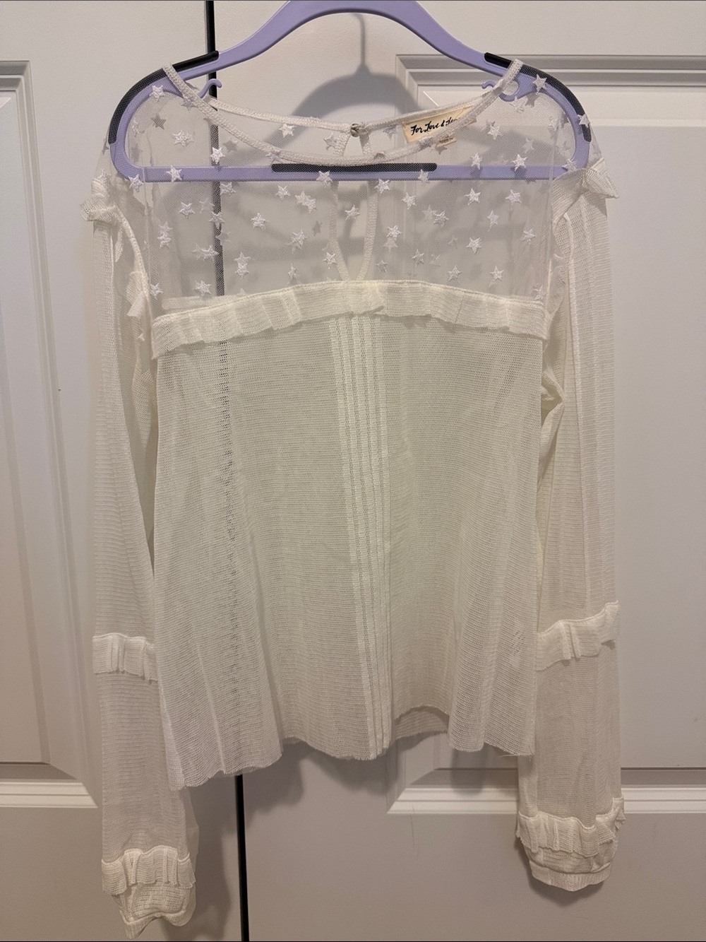 For Love & Lemons Ivory Star-Yoke Ruffle Blouse